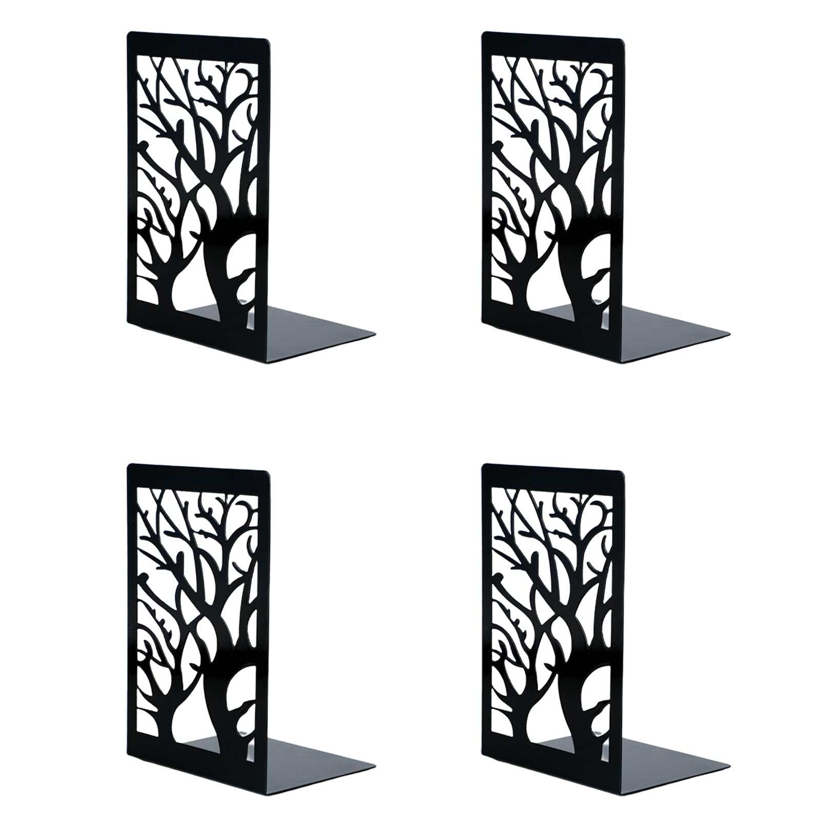Wenrescry 2 Pares Sujetalibros, Sujeta Libros Estanteria de Metal para Oficina y Escuelas - 4 Piezas, 9,3 x 12 x 17,2 cm/Negro