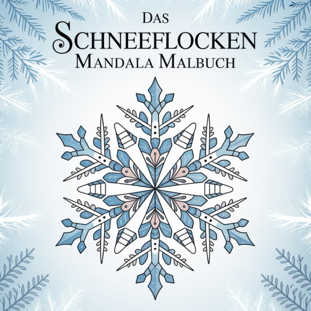 Das Schneeflocken Mandala Malbuch: Über 50 wunderschöne Schneeflocken Mandalas für Erwachsene zum Ausmalen.