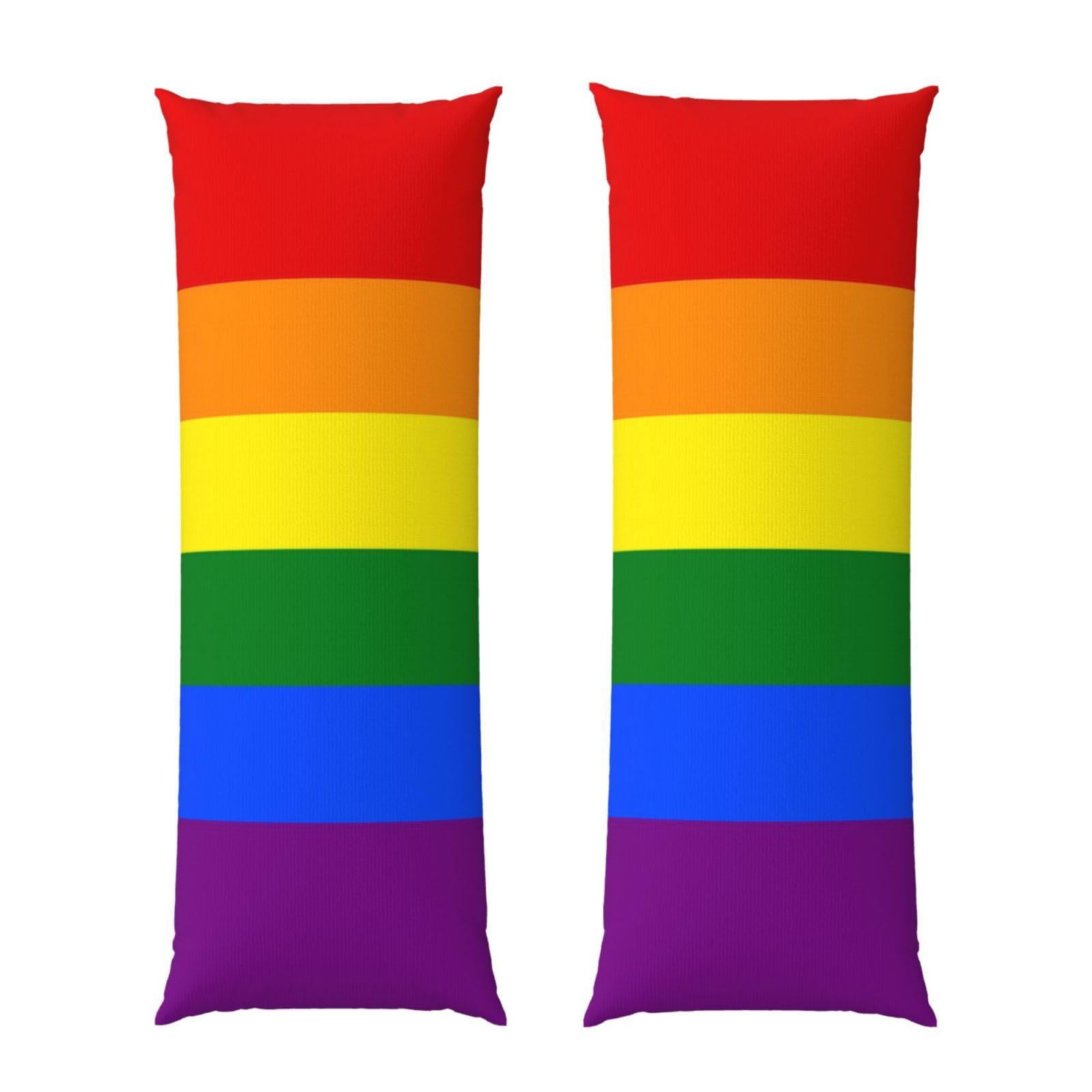 Body Pillow Cover 20x60 LGBT Pride Flag Rainbow, Premium Velvet Long Pillowcase with Hidden Zipper, Breathableffy Rectangular Case for Bedroom Home