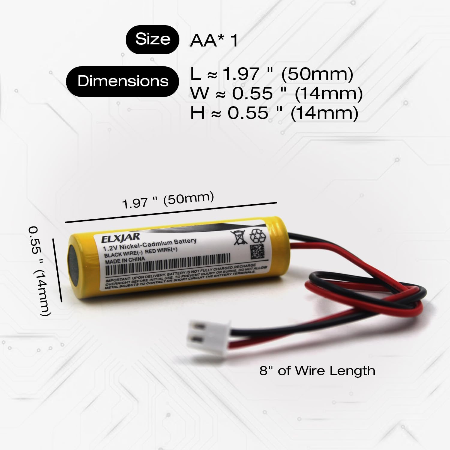 elxjar (5-Pack) 1.2V 800mAh Ni-CD AA Battery Replacement for Unitech AA800mAh OSA268 ELB-CS01 DAA900BT Lithonia EXR LED EL M6 Exit Sign Emergency Light