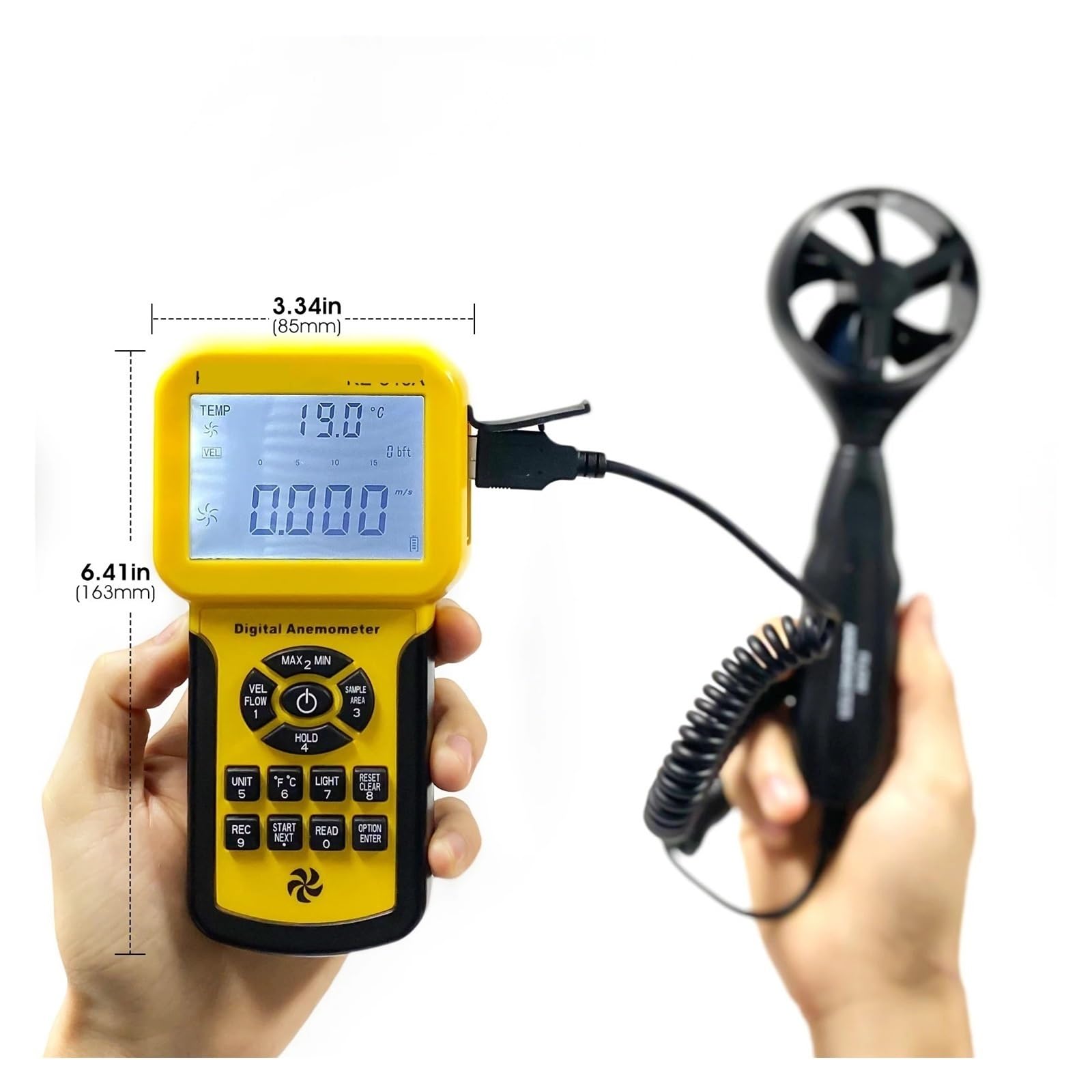 Velocità del -vento, con retroilluminazione e anemometro for mantenimento dati. Misuratore di portata d'aria portatile HVAC(846A)