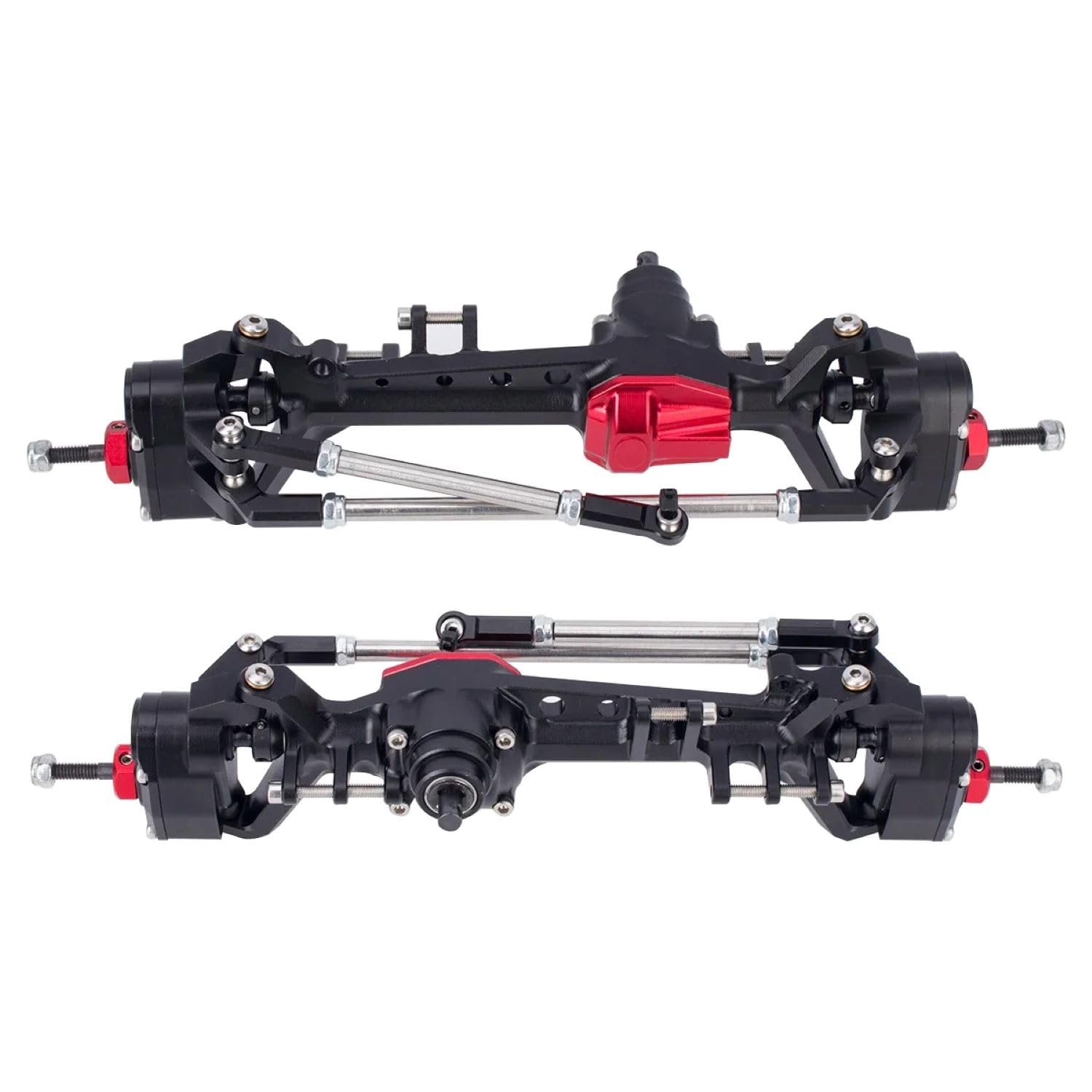 AR45P Offset Portal Axle with Constant Velocity Driveshift Two Servo Mount and Steering Rodfor for 1/10 RC Crawler Car SCX10 III (B Front Rear Axle)