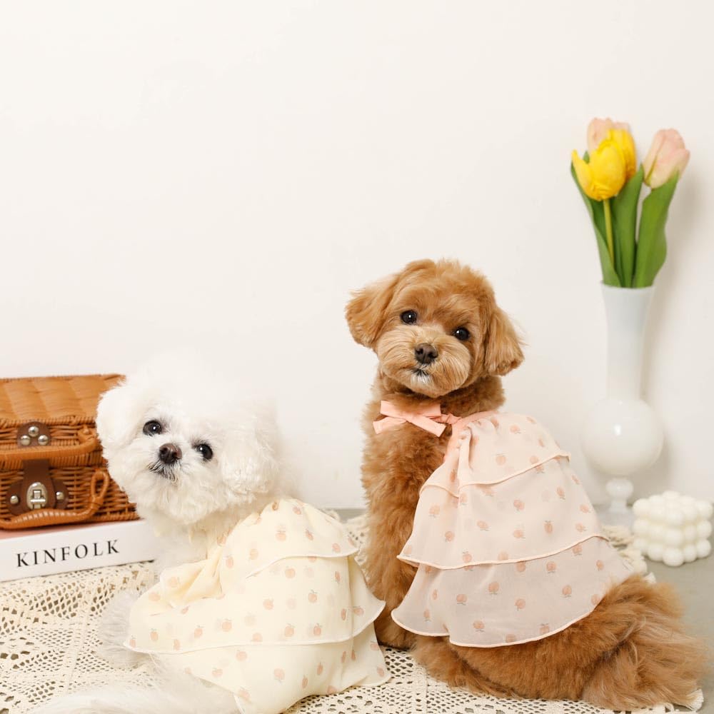 chocolat de vanille 犬用ワンピース 花柄 フリル 犬服 花柄フリル