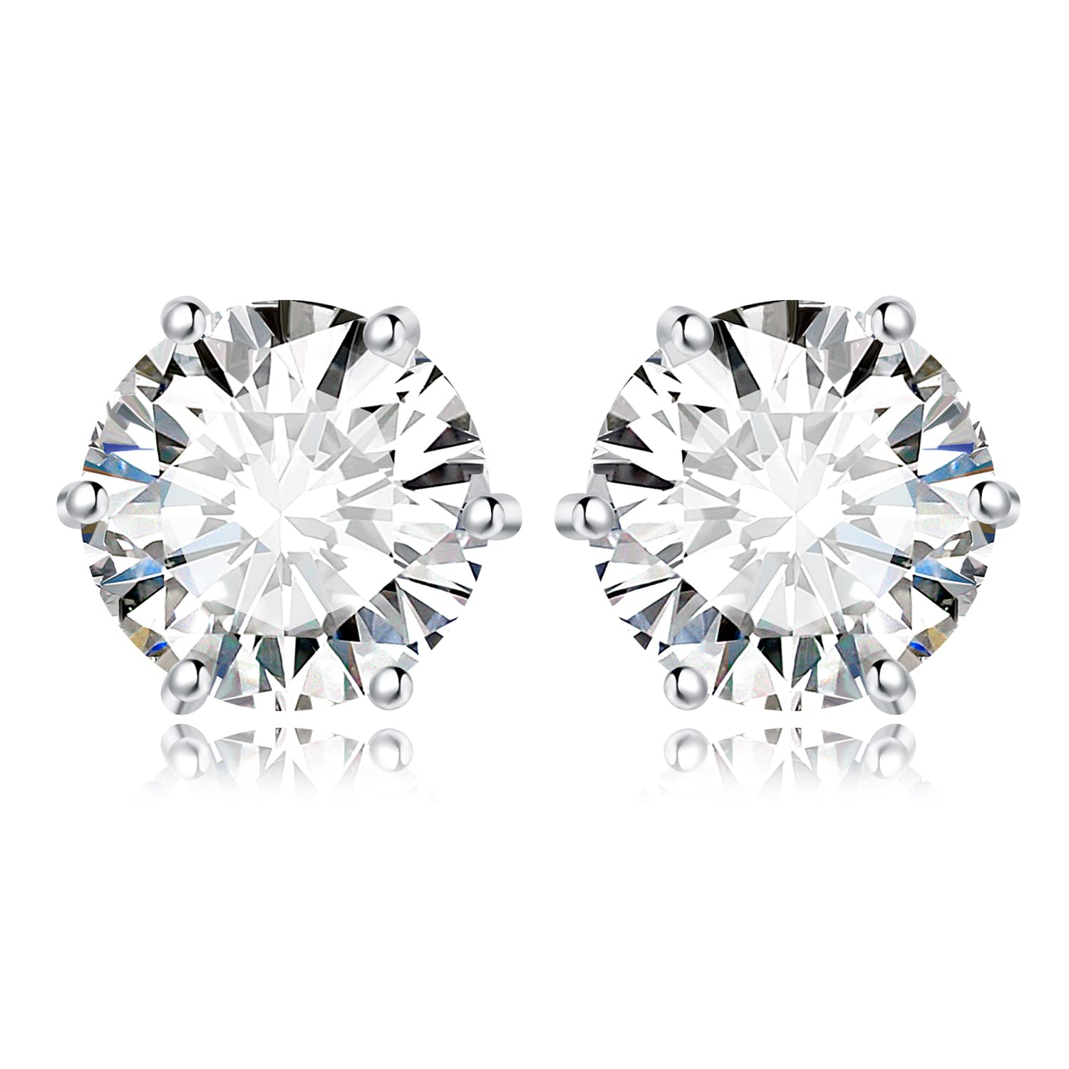 JewelryPalace Rundschliff Moissanite Solitär Ohrstecker Silber 925 Damen, Simulierter Diamant Braut Schmuck Set, Ohrringe Silber Mädchen Edelstein, Ohrstecker Silber Klein mit Stein Geschenk Frauen