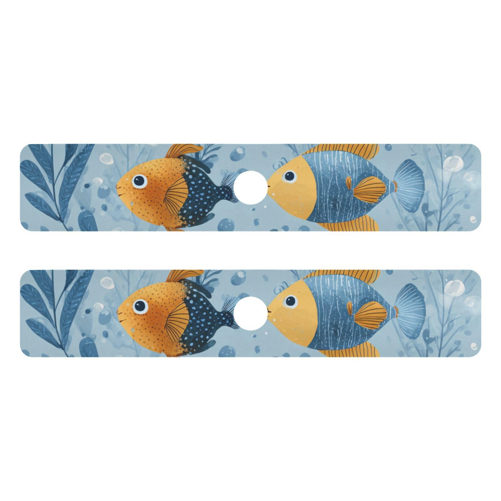 Blue Tropical Fish Bubbles Kitchen Sink Splash Guard Faucet Mat Diatomite Absorbent Pad for Bathroom RV 30x5.4in 2PCS water