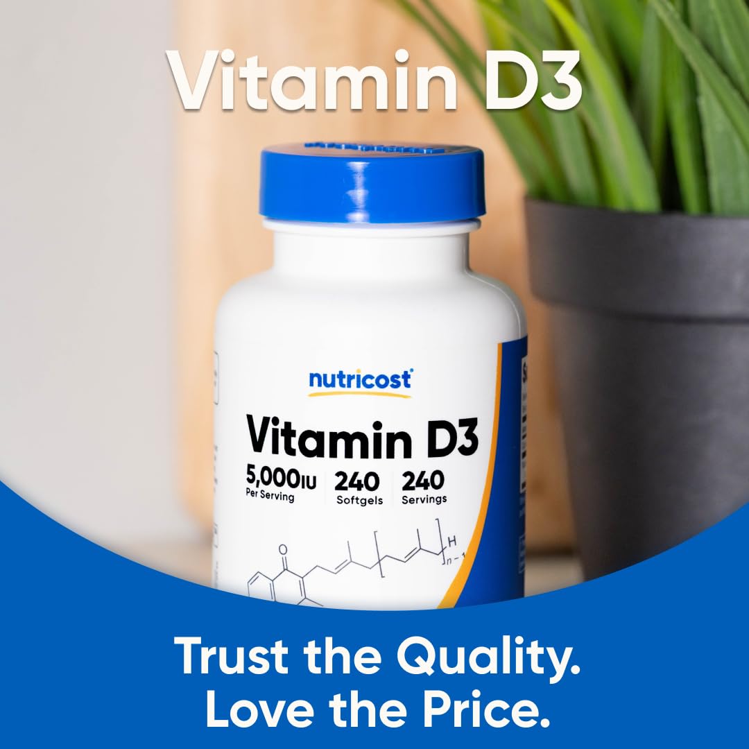 Nutricost Vitamin D3 5,000 IU, 240 Softgels - Non-GMO and Gluten Free Vitamin D