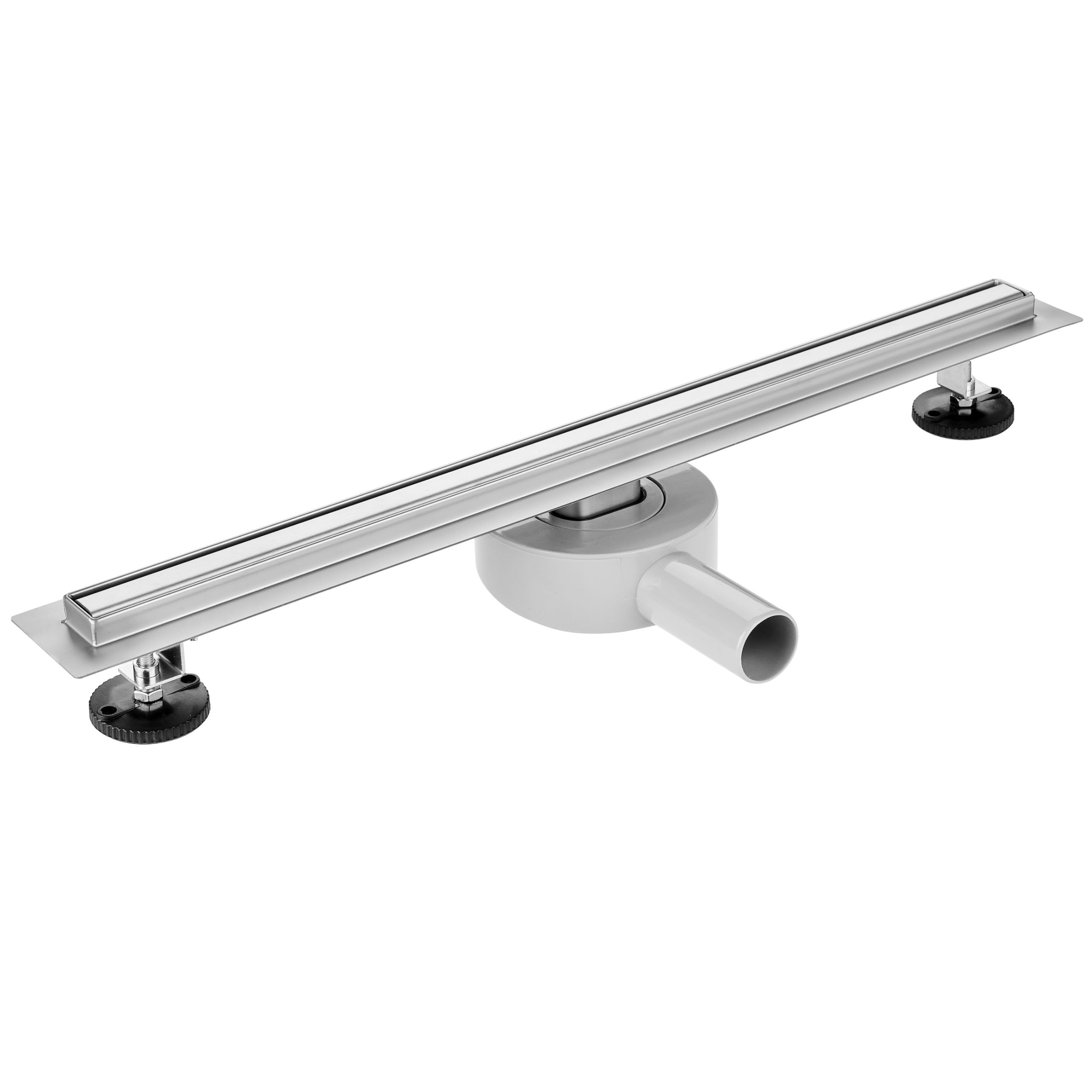 AQUAUNO - Canaleta de ducha de acero inoxidable (90 cm, extraestrecha, alta capacidad de drenaje (49 l/min), con sifón giratorio de 360°, superplano (57 mm), juego completo para duchas en el baño