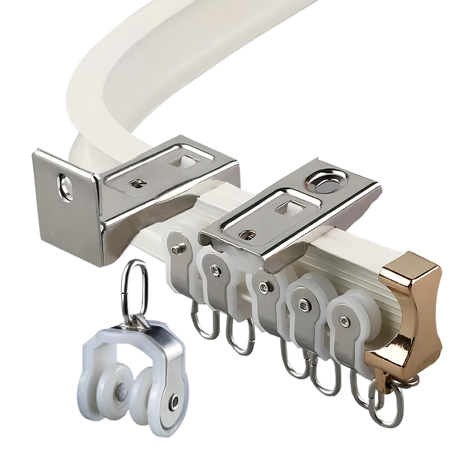Rail pour Rideaux Pliable Tringle Rideau Plafond Noir/Blanc/Vert/Bleu/Rose Tringle Rideau Flexible Facile À Installer Rail De Rideau Courbe Montage Au Mur Rail De Rideau en Aluminium