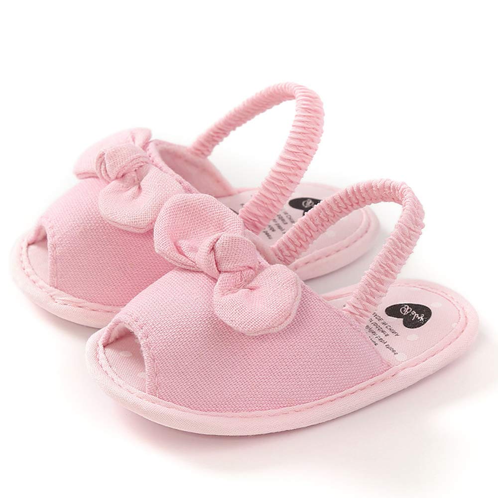 Meckior Infant Baby Girls Summer flower Sandals Bowknot T-Strap Glittery Open-Toed butterfly Shoes Soft Non-Slip Sole Princess Flat Shoes