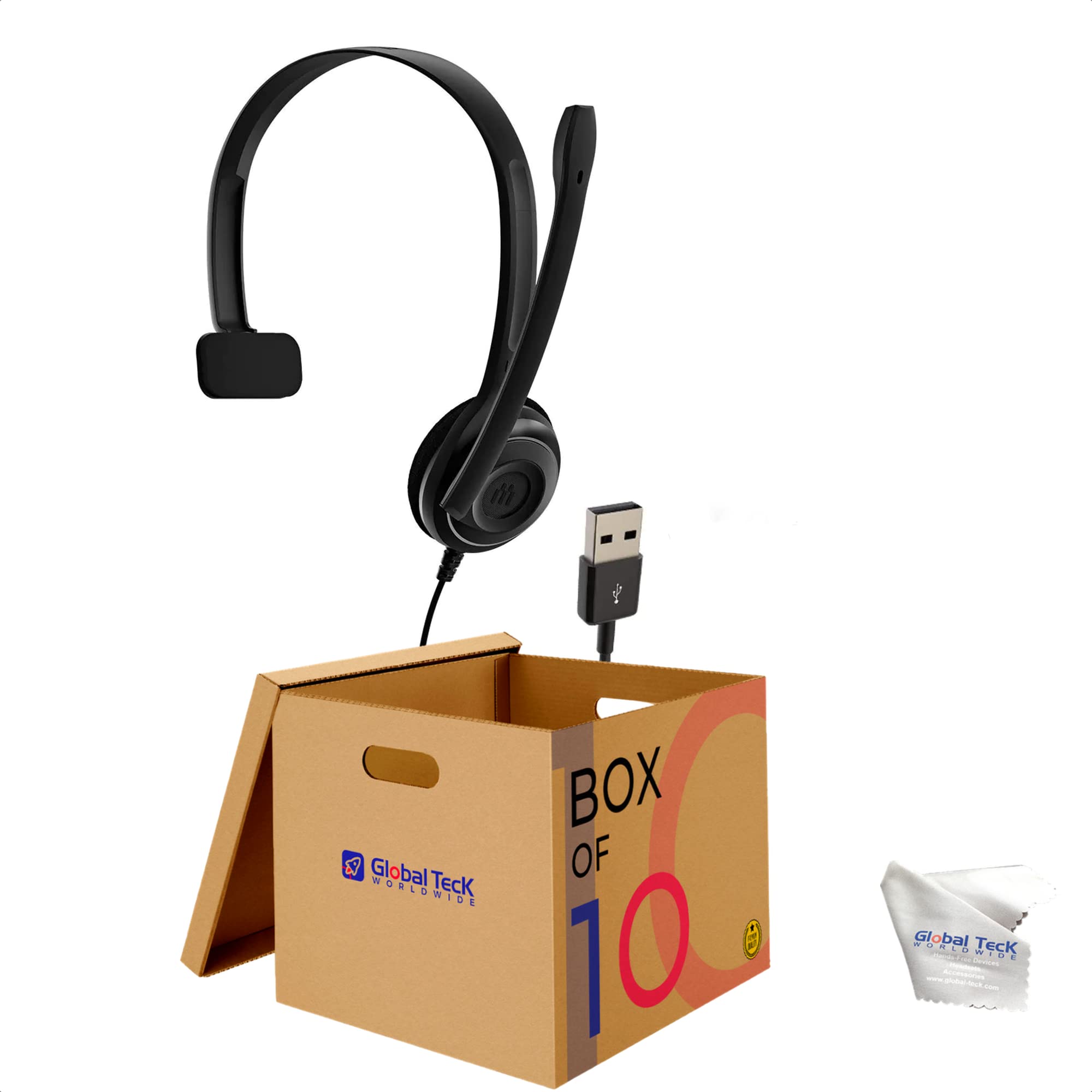 GTW Bundle of EPOS EDU 11 USB Mono Headsets (10 Pack) with Global Teck Microfiber Cloth-image-47