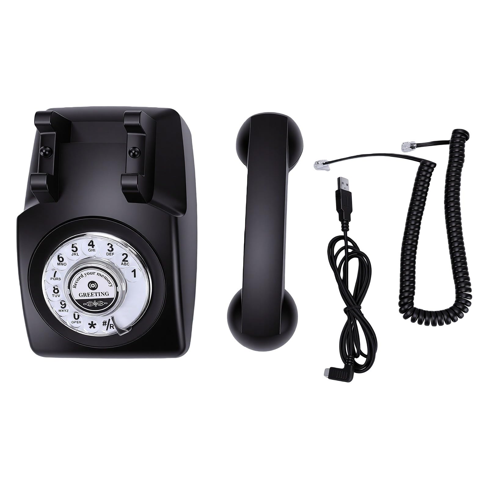Annadue Telefono Vintage con Registrazione Vocale Rotante, Libro degli Ospiti con retrò per Eventi Nuziali, Memoria da 8 GB, Registrazione per 120 Ore, Regalo Facile da Usare per Feste di