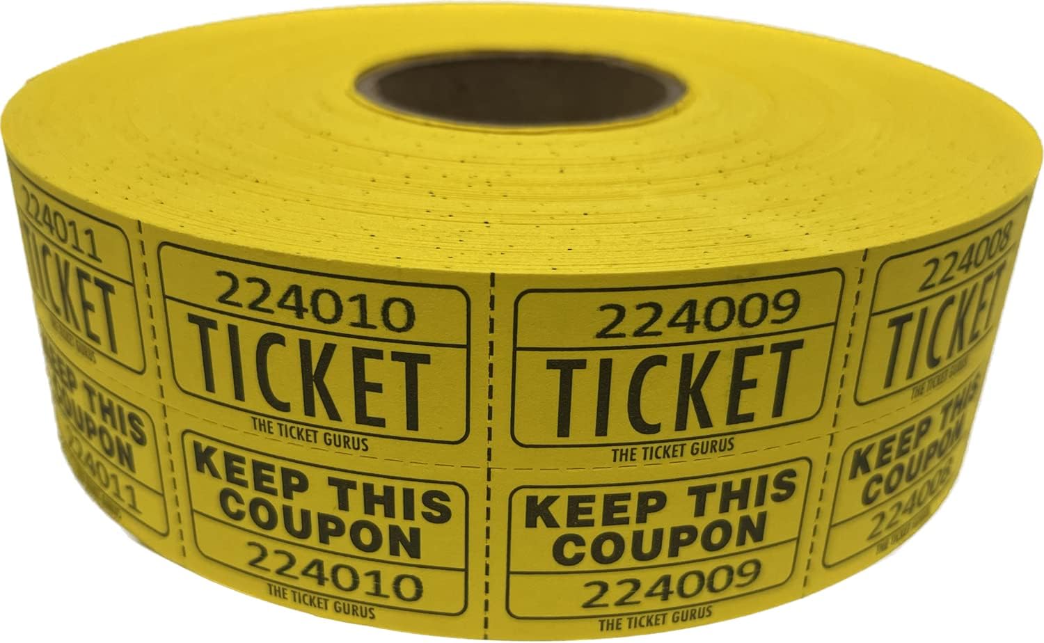 The Ticket Gurus-Large Number 50/50 Tickets 2000/roll (Yellow)
