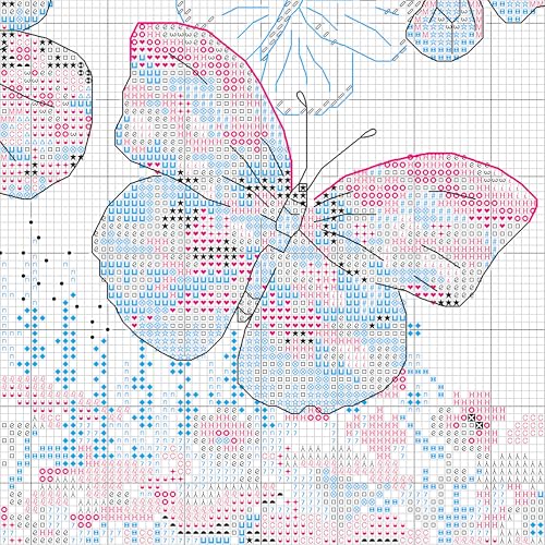 Image of Dimensions 70-35448 Floral Butterfly Counted Cross Stitch Kit, 10 inch x 13 inch, 14 Cnt. Ivory Aida, 4 Pieces