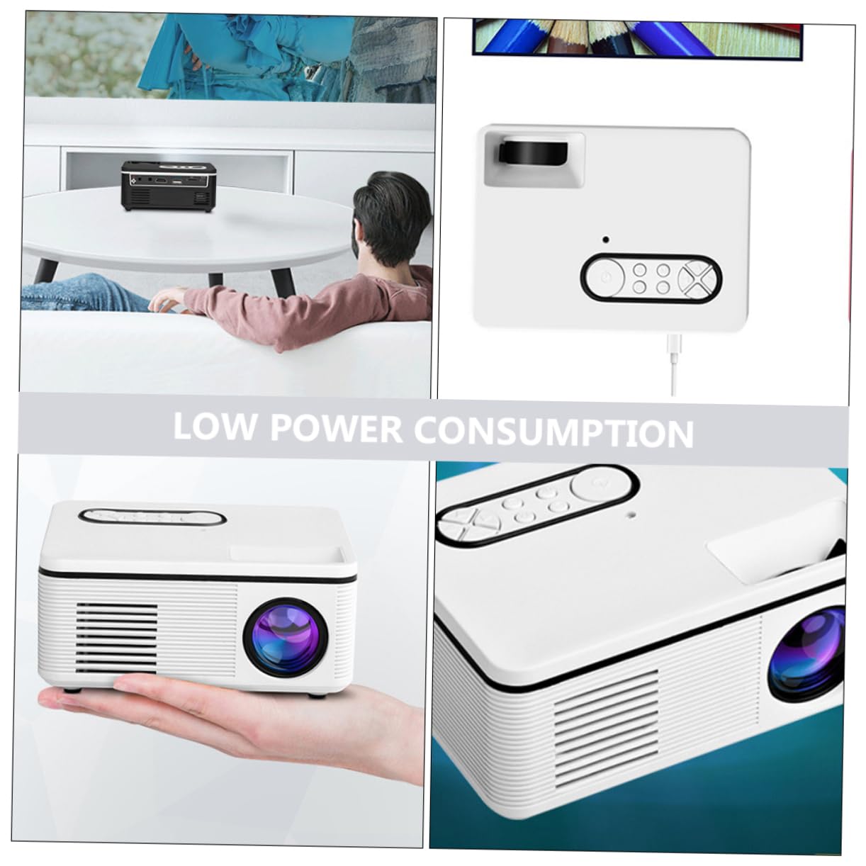 DOITOOL proiettore domestico proiettore led e usb e tascabile e portatile projector proietore e casa e mobile i portatili pvc bianca