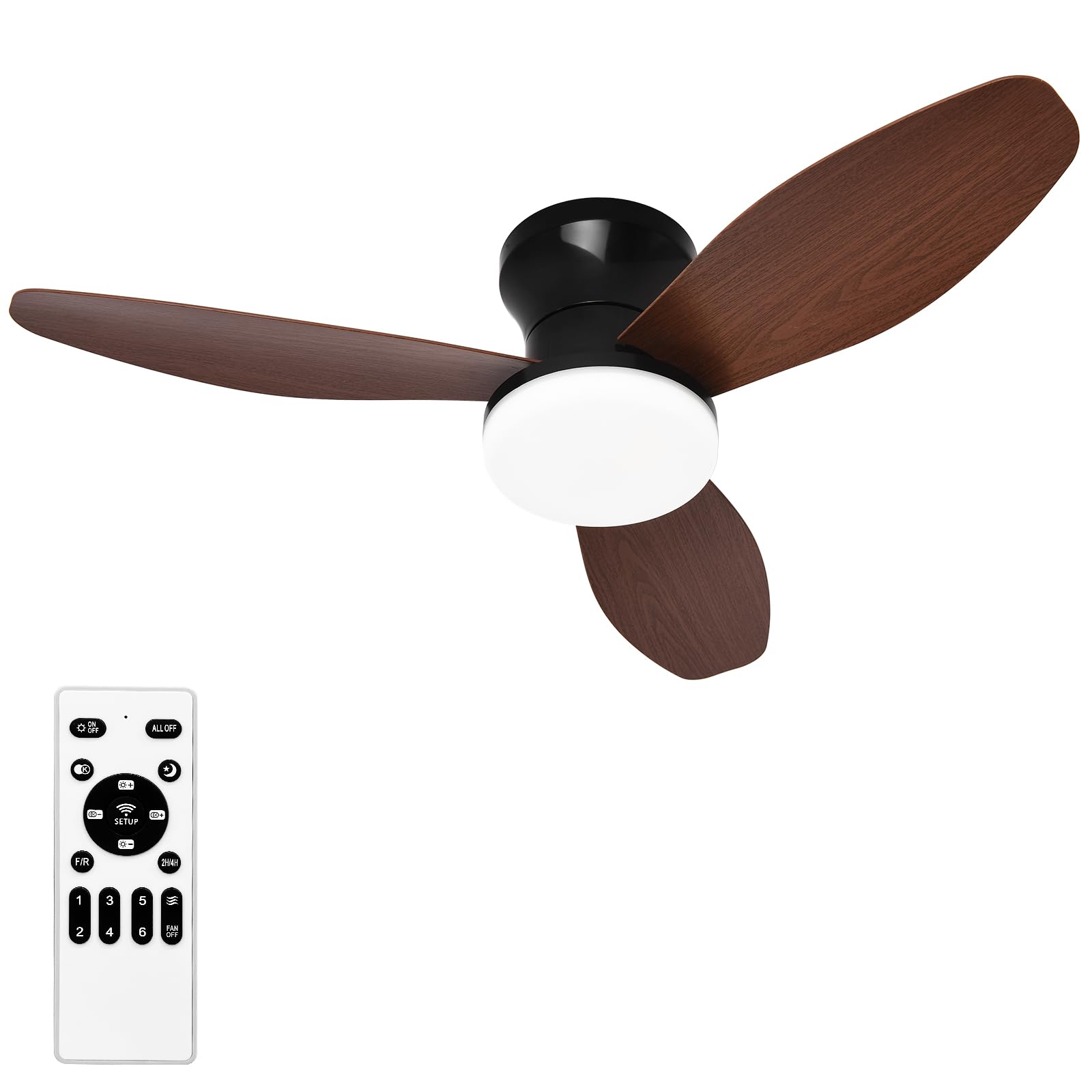 Glowall Small Ceiling Fan with Lights and Remote, 32" Flush Mount, Small Quiet, DC Motor, Reversible Blades, 6 Wind Speeds, Dimmable LED, Adjustable