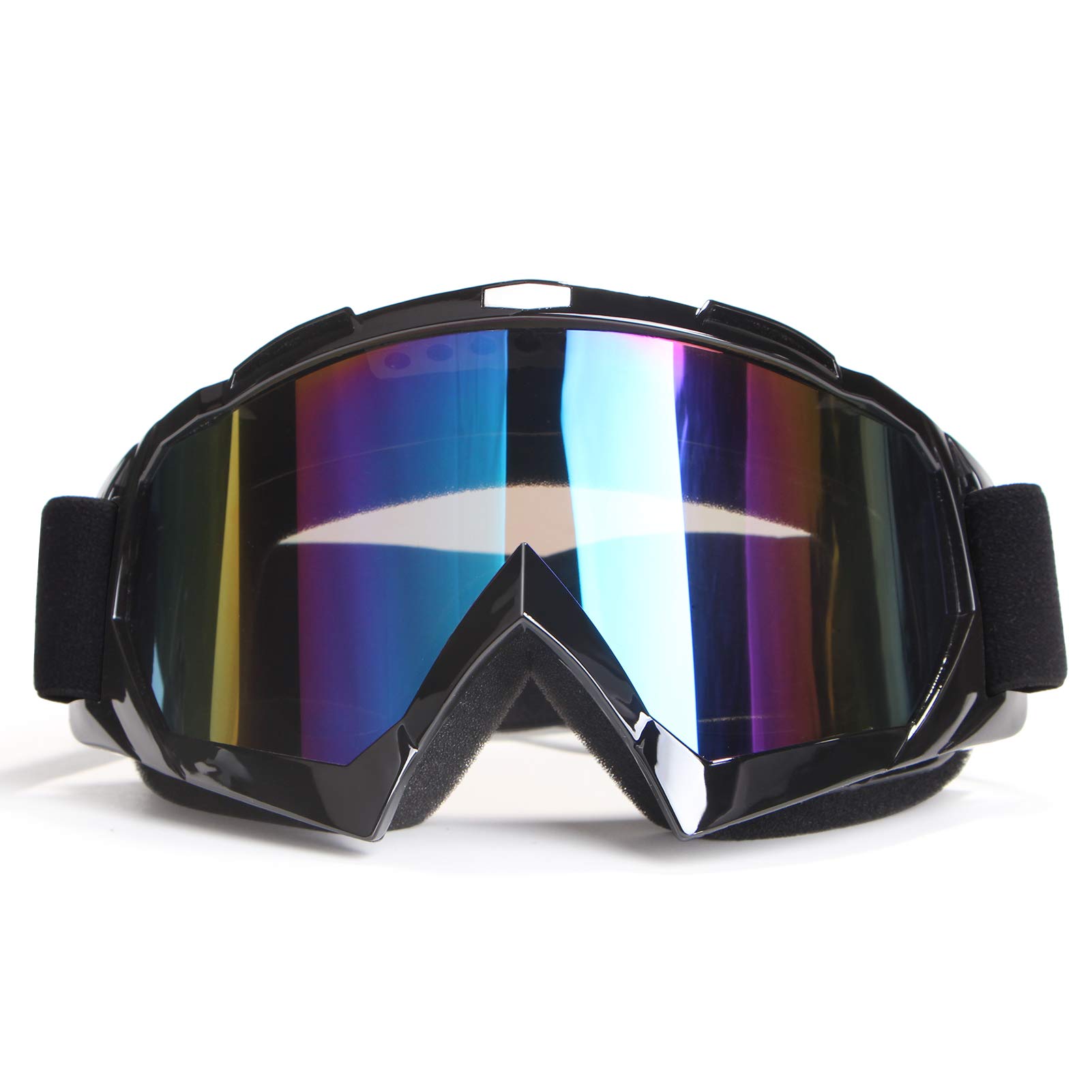 Occhiali Moto Cross, Occhiali per Caschi, Occhiali Sportivi per l'esterno, Anti-UV, Antivento, Anti-Sabbia, Protezione degli Occhi, Cornice Nera+Lentiglie Colorate