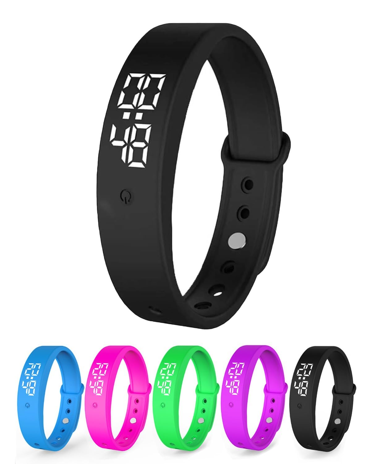 Homaskylynn Vibrating Alarm Clock Watch for Heavy Sleepers Silent Wake Up Bracelet with Strong Vibration Wearable Digital Wrist Wristband Alarm Non-Audible Sleep Portable Watch for Men Women(Black)