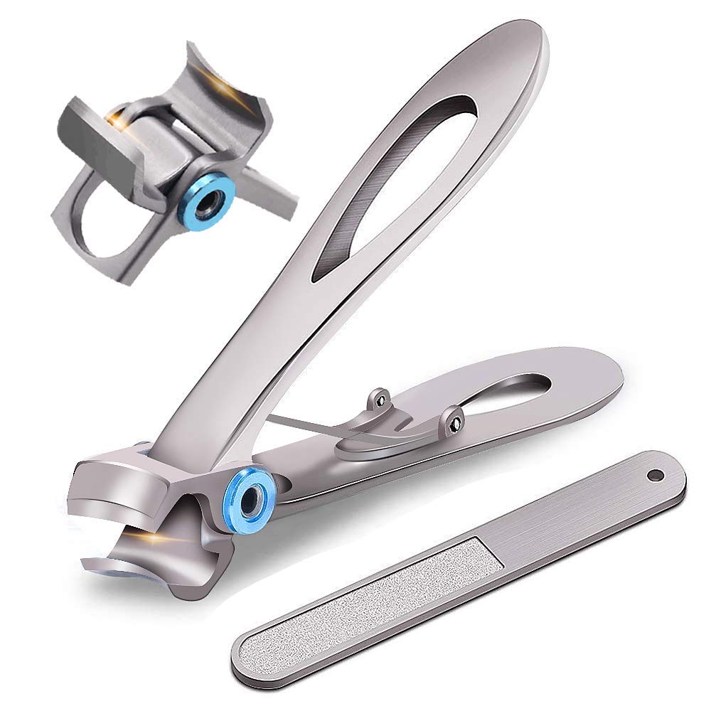 Nail Clippers For Thick Nails - 15mm Wide Jaw Opening Oversized Stainless Steel Toenail Clipper Cutter Trimmers with Nail File For Thick Nails, Extra Large Fingernail Toenail Clippers for Men
