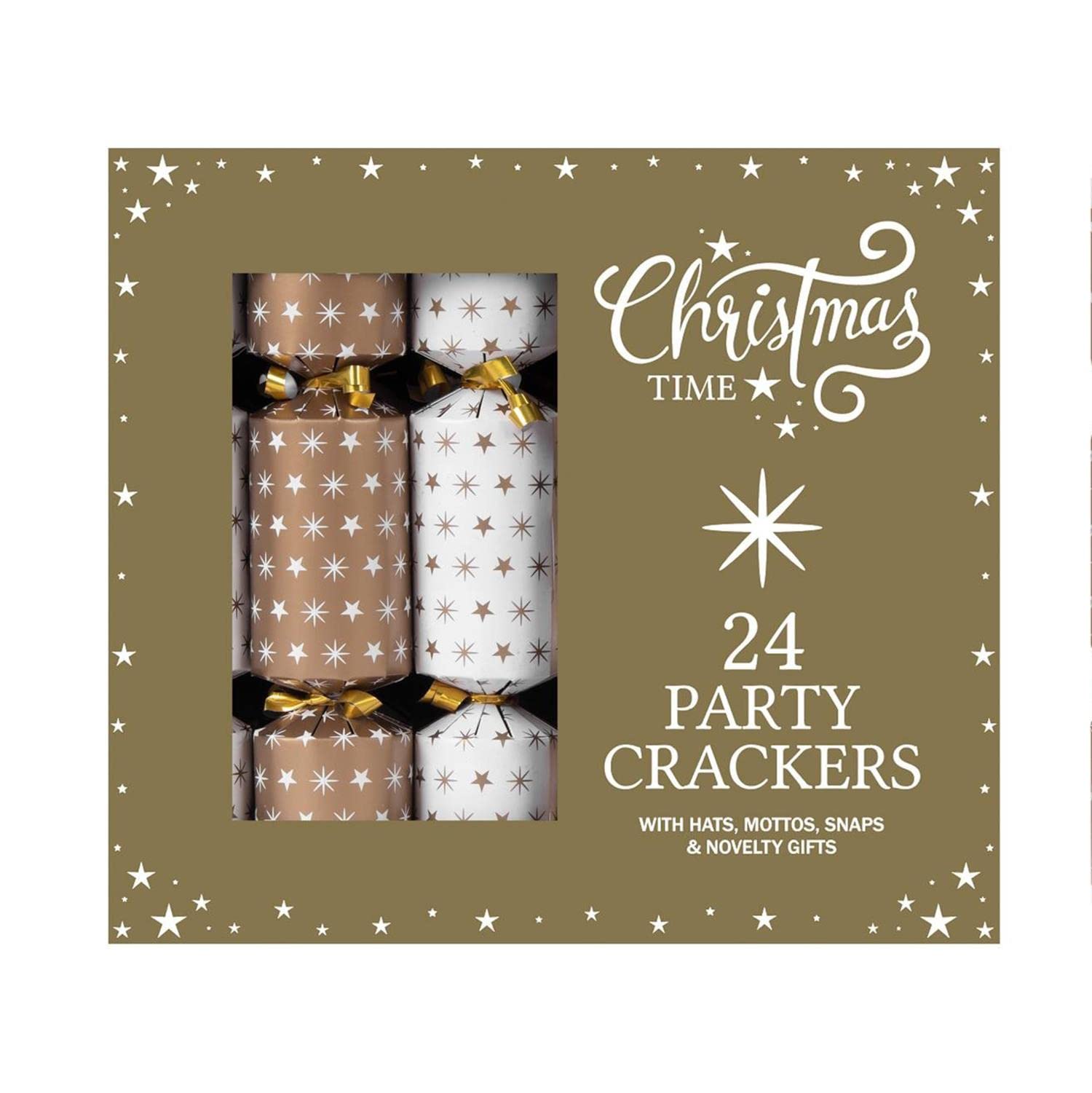 Yöl Multicolour Set Of 24 Family Christmas Crackers White And Gold Party Box Catering Xmas Party