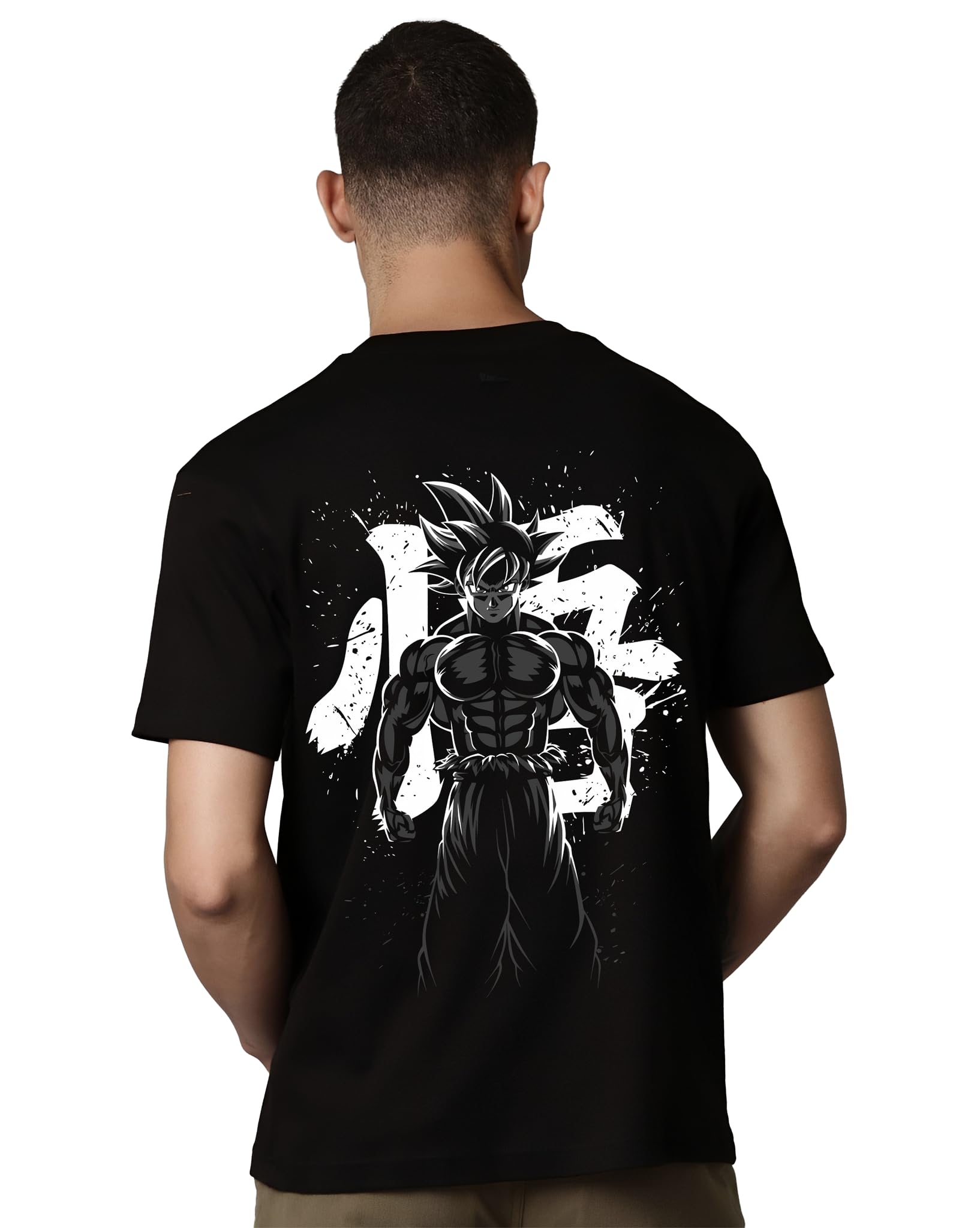 urban drip Goku T-Shirt for Men | Jacked Goku Anime Graphic Tee | Regular Fit Cotton Black T-Shirt | Streetwear for Anime Lovers-picture-53