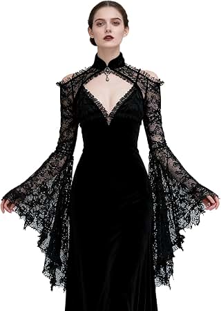 black lace dress costume ideas Leg Avenue Women's Victorian Bell Sleeve Shrug DIY Piece, Black, O/S Shoe Land SL-LESSA Women's AVAILABLE DATE: 2026-05 Made from 100% polyester Style Code:MAN2919-07