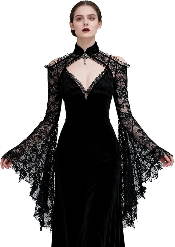 L'VOW Women's Lace Bolero Shrug Goth Crop Top Victorian Lace