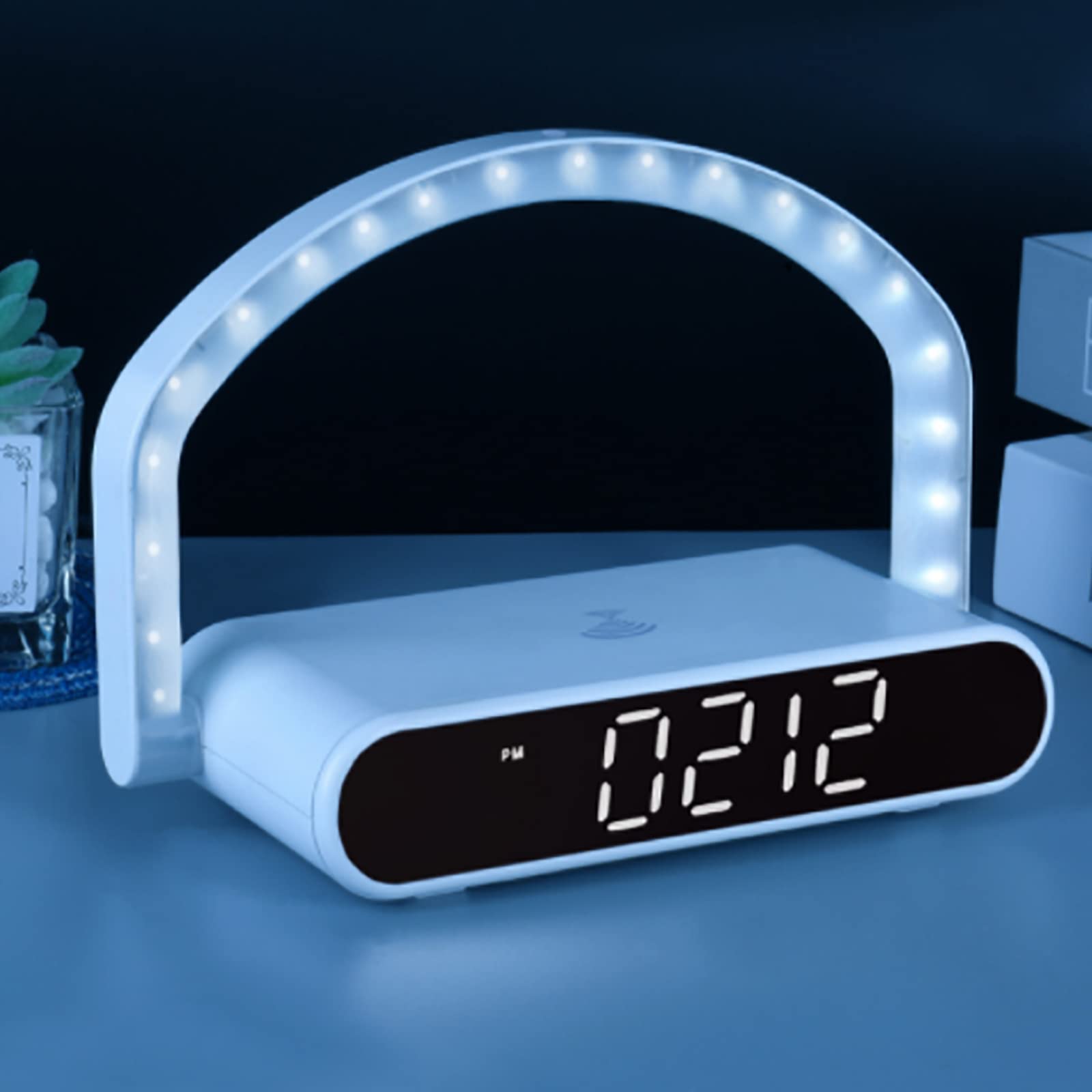 Lampka Nocna LED 3 W 1, Lampka Nocna LED Stolik Nocny Z Budzikiem I Bezprzewodową Ładowarką, Wielopoziomowe Przyciemnianie, Prezenty Urodzinowe Dla Kobiet, Mężczyzn, Taty, Mamy