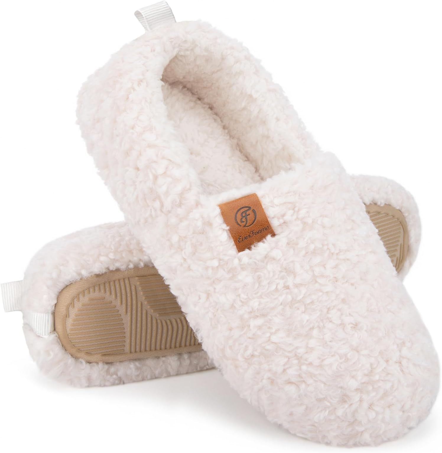 EverFoams Women's Fuzzy Full Slippers Faux Shearling Memory Foam