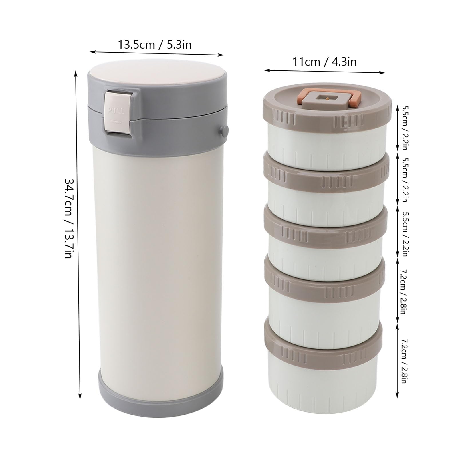 Tyenaza Tarro isotérmico para alimentos de 3,4 L, acero inoxidable, Lunch Box isotérmica apilable de 5 capas, con correa, a prueba de fugas, apta para microondas, conserva la fresc