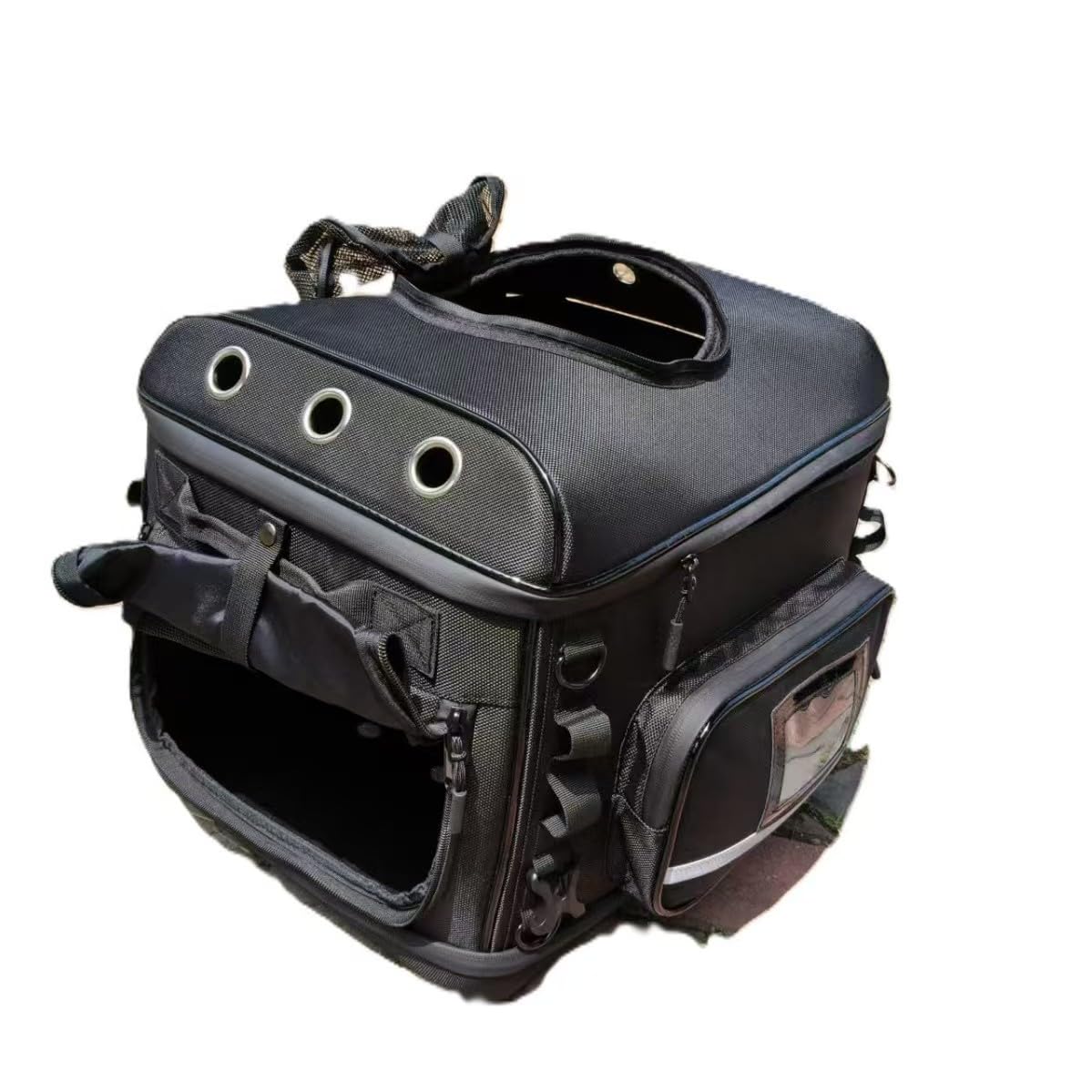 Trasportino da moto per animali domestici, in rete traspirante, resistente alle intemperie, per cani e gatti, borsa da viaggio per portapacchi o sedile