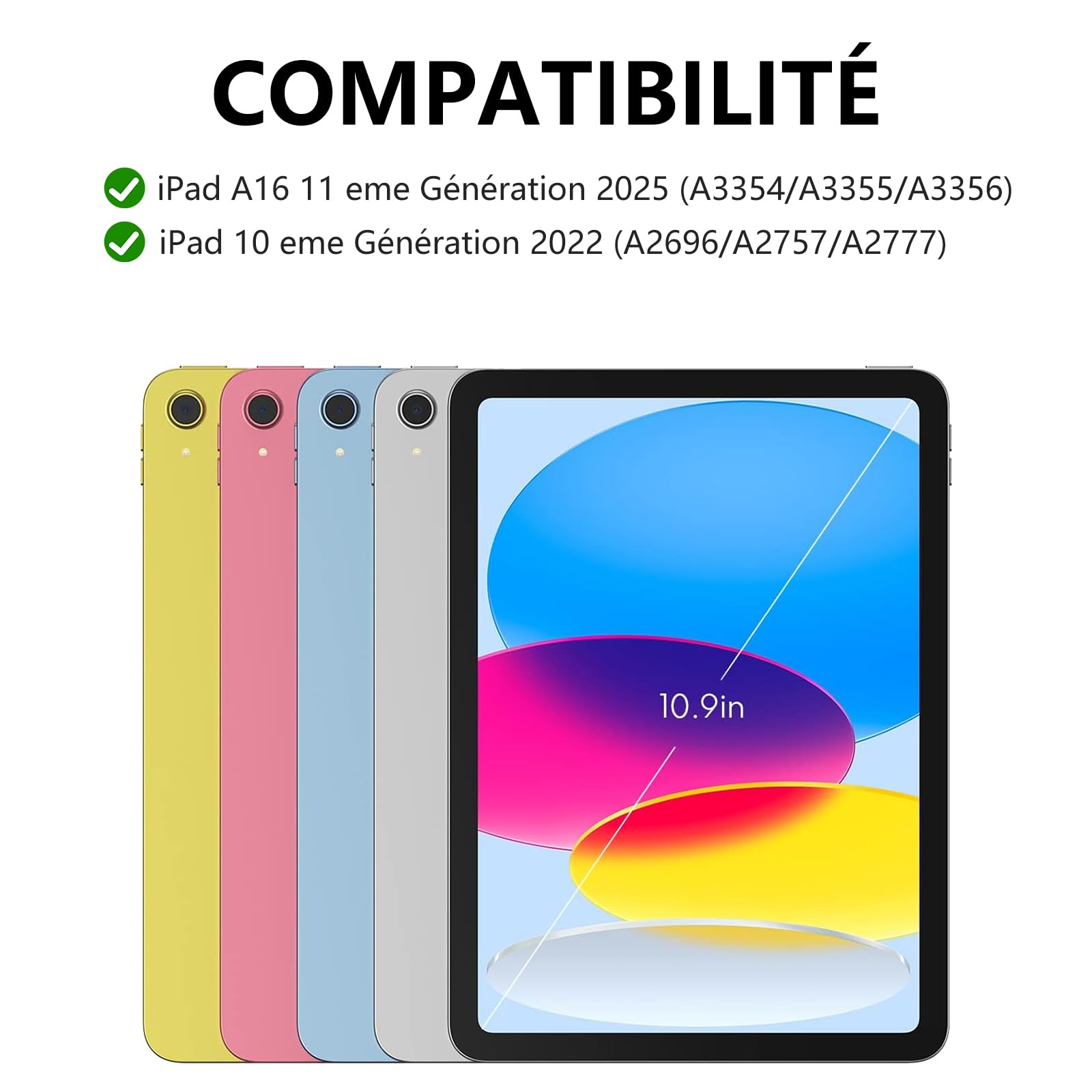Clavier pour iPad A16 11eme Generation 2025/10eme Generation 10.9" 2022, Coque iPad A16 AZERTY Français Clavier Bluetooth Détachable avec Porte Crayon pour iPad A16 11/10 Génération, Gris Clair