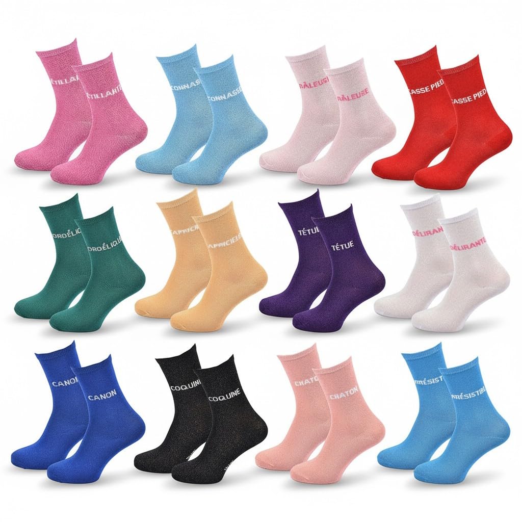 OZABI Chaussettes Femme Lurex – Taille 36/41 – Effet brillant & pailleté – Message humoristique – Cadeau original & cocooning – Idée Saint-Valentin ou Anniversaire