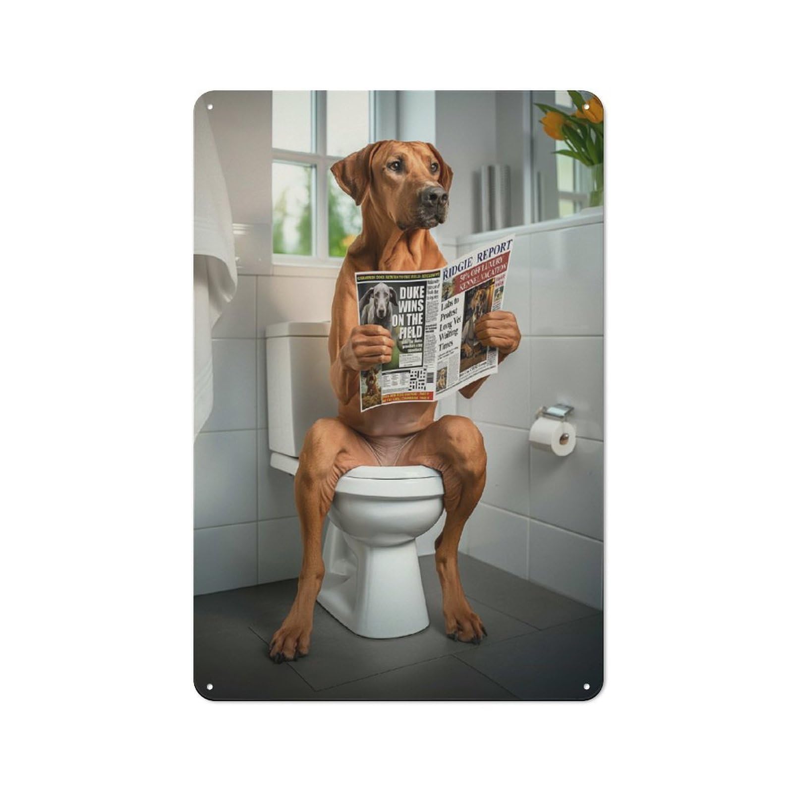 Junmoney Rhodesian Ridgeback Toilet Tin Wall Plaque 30X20cm With For Living Room Or Hallway, For Garage, Workshop And Man Cave Decoration