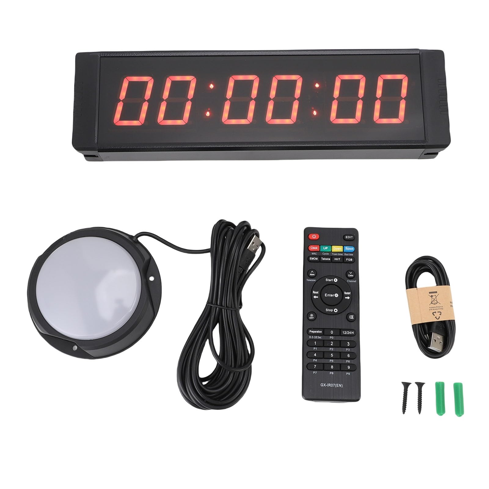 Luocute Cronómetro LED de 6 Dígitos Pantalla Roja de 1.5 Pulgadas para
