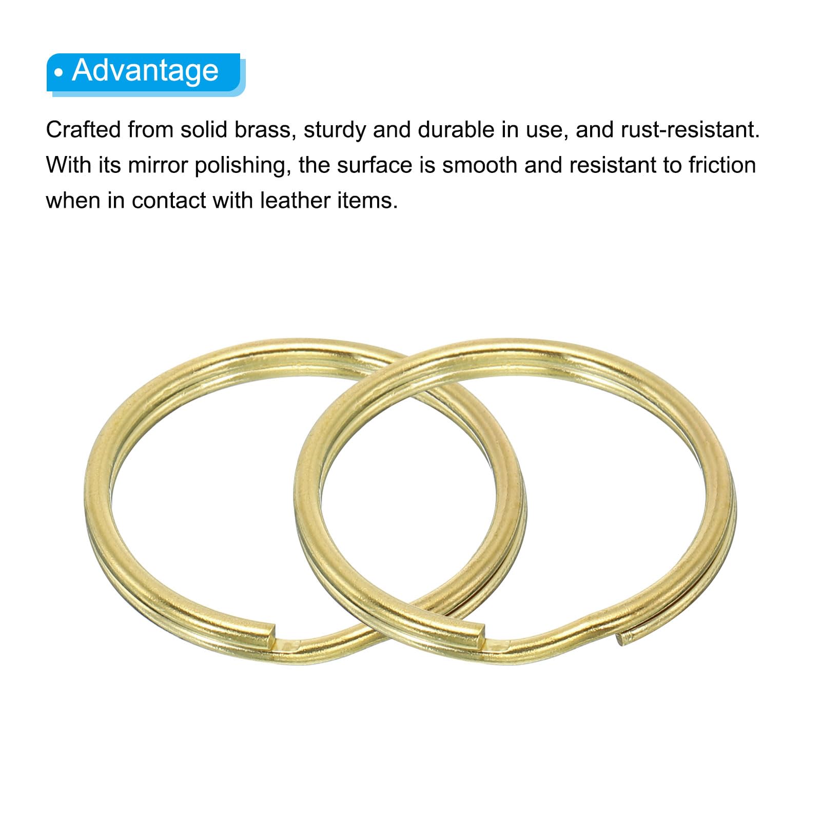 PATIKIL Flat Split Ring, 40Pcs 1"/25mm Dia Brass Flat Split Key Chain Rings for DIY Home Office Car Keys - Image 4