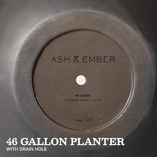 Miniatura 2 de Ash & Ember Onyx - Maceta redonda de cerámica de 24 pulgadas de diámetro para interiores y exteriores, carbón, decoración del hogar, maceta moderna