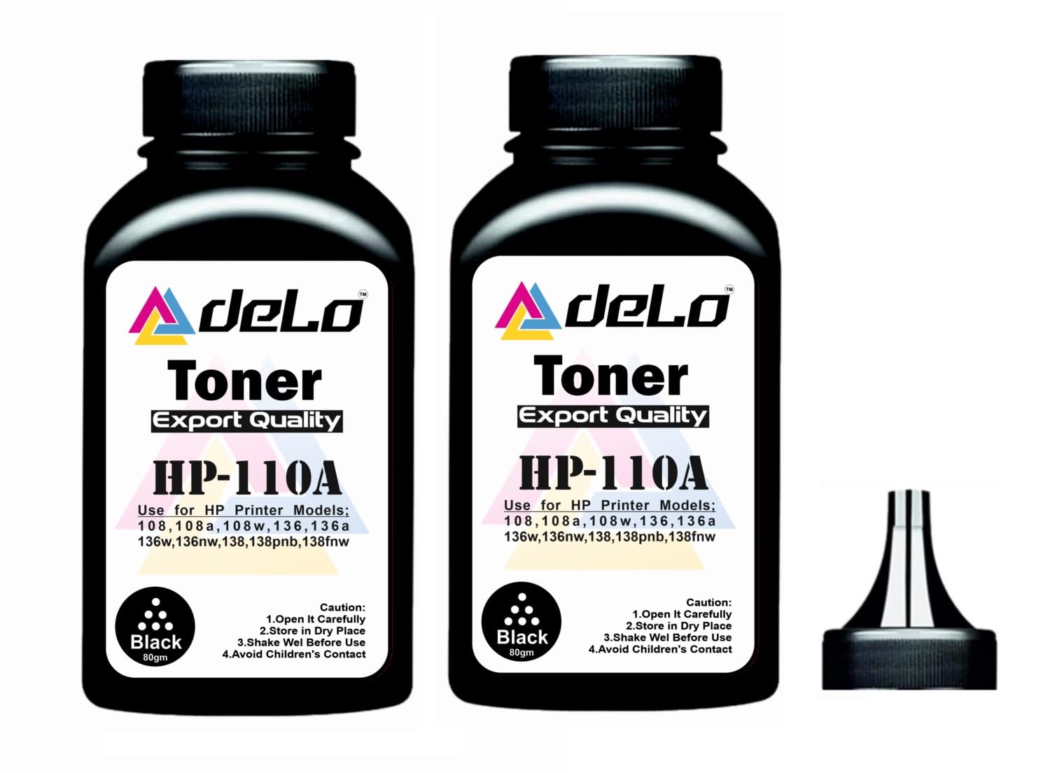 Delo 110A Toner Cartridge Refill Powder Compatible with HP Laser 108w, 108a, 136w, 136nw, 138fnw Laserjet Printers Powder (Pack of 2)
