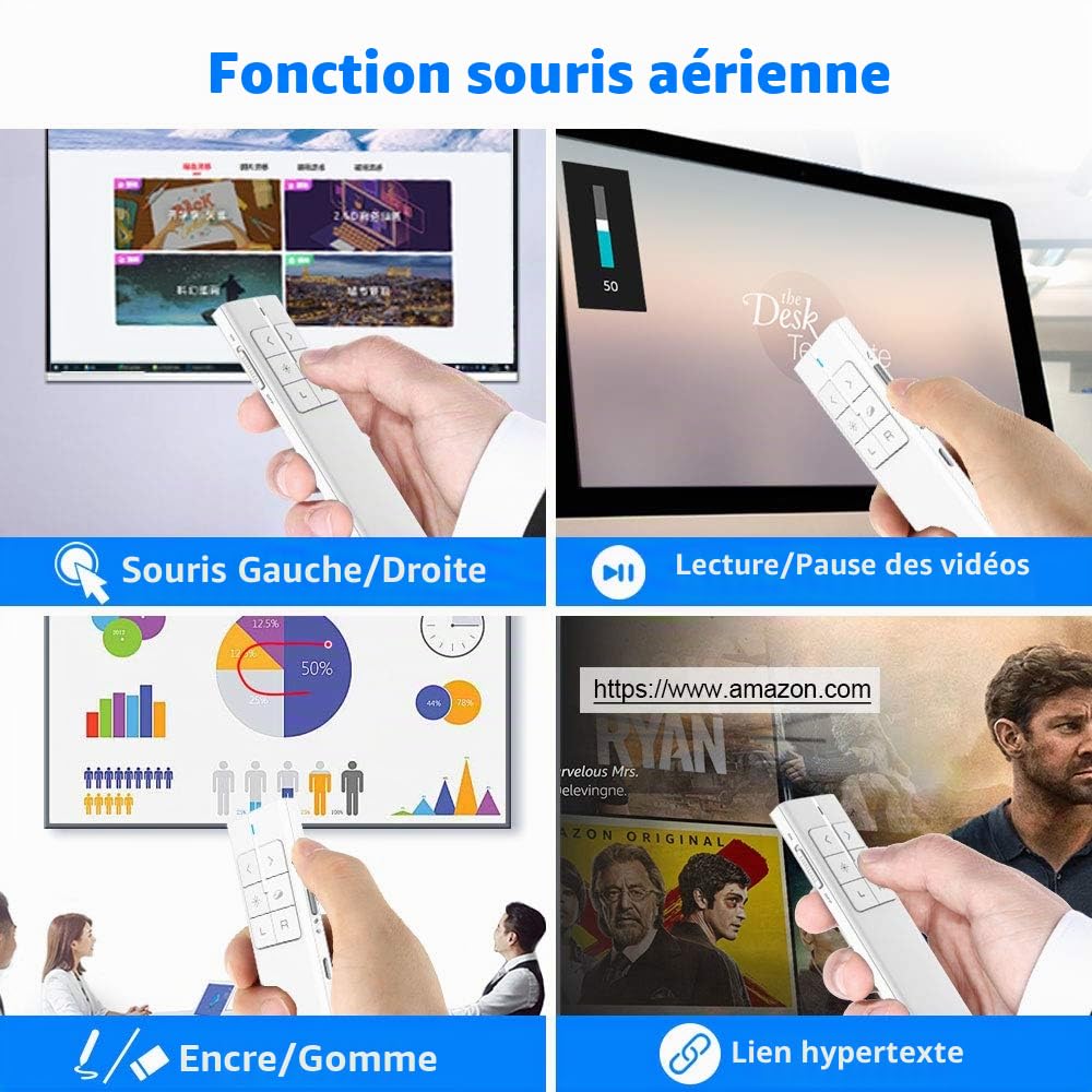 Norwii N99 Pointeur Lumière Souris, Présentateur sans Fil Rechargeable Presentation Clicker Presenter Pointeur Powerpoint Clicker, Soutien Hyperlien/Volume/Pause/Mac