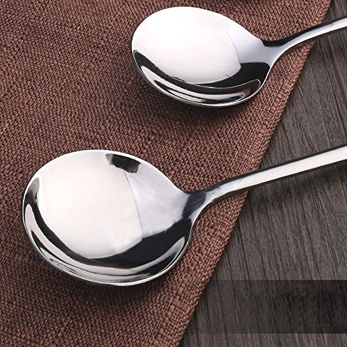 Horntide 6-Piece Soup Spoon Set Bouillon Spoon Flatware Stainless Steel Mirror Polishing 6.5-Inch 16.6Cm #TOP2