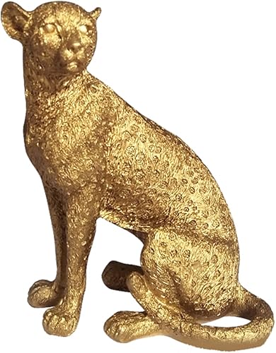 DECHOUS 1 figura de leopardo dorado realista adorno de escritorio decoración de animales salvajes para la oficina en casa, juguete educativo