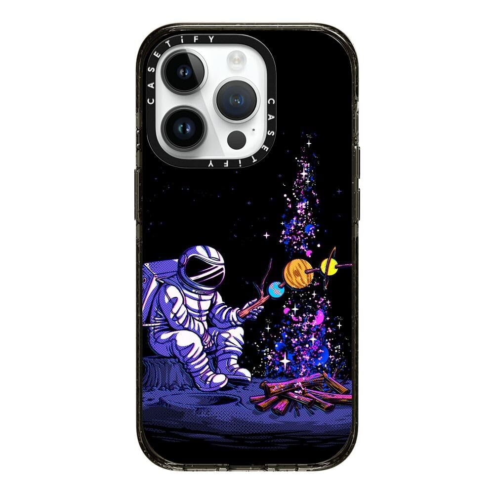CASETiFY Impact - Funda para iPhone 15 Pro [Grado militar 4X probado contra caídas/protección contra caídas de 2.5 metros/compatible con Magsafe] - Estampado de estrellas - Luna Camping - Negro