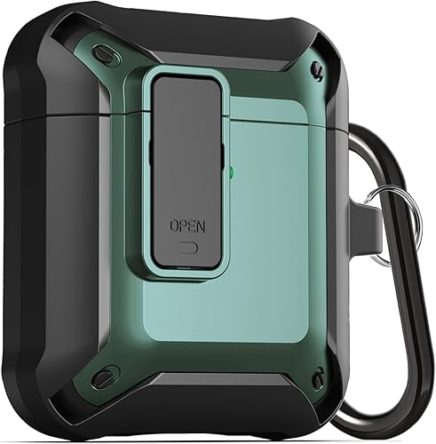 Funda mejorada para Airpod con bloqueo seguro para hombres con kit de limpieza, funda protectora a prueba de golpes para Apple AirPod 2 y 1, fundas