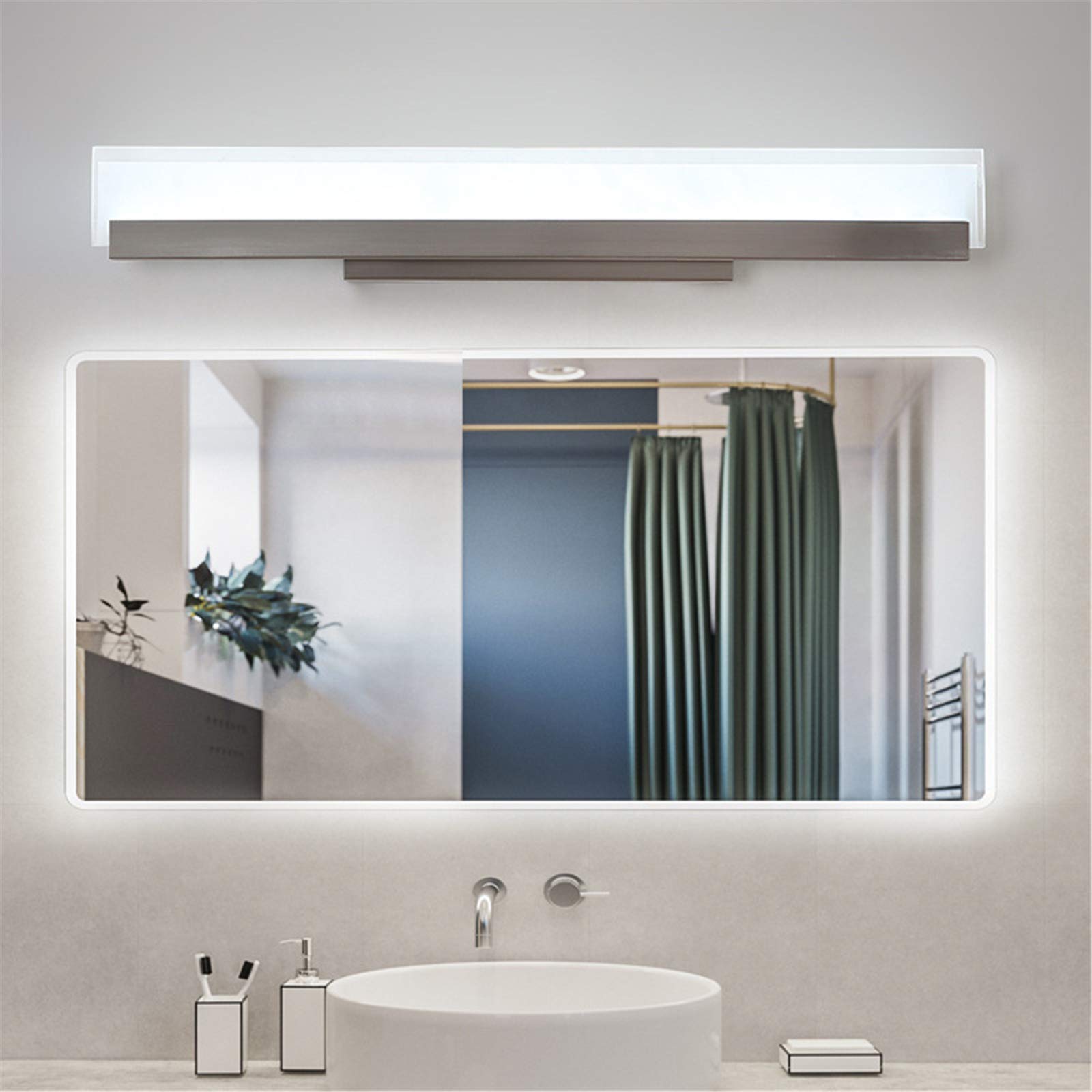 Led Mirror Light 56Cm Nordic Silver Artwork Picture Light Study Room Wodoodporne Światło Ścienne Lampa Do Szaf Lustrzanych