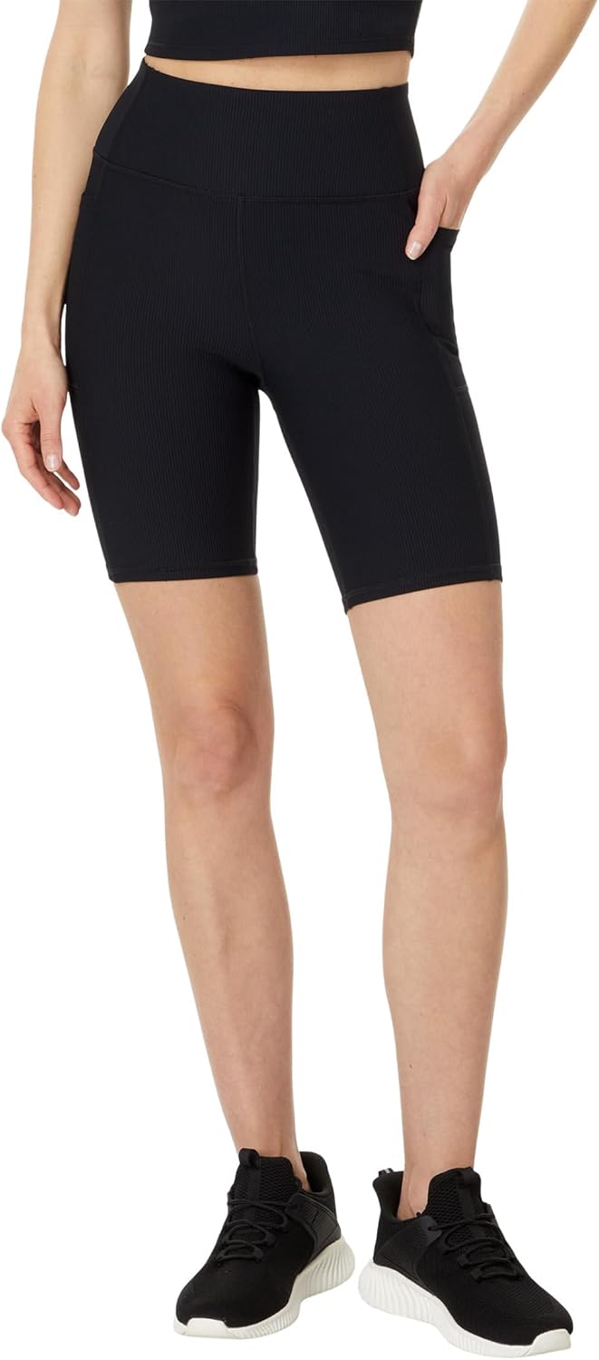 Skechers Womens Go Walk Rib High Waisted 8 Inch Bike Short Medium Bold Black