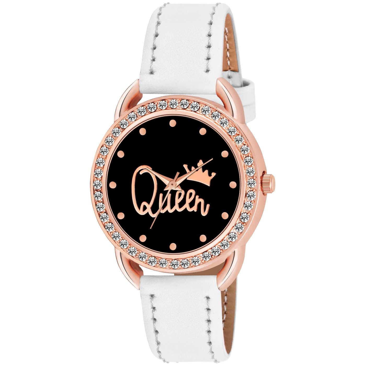 KIARVI GALLERY Analogue Copper Diamond Designer Queen Dial Leather Strap Watch for girls and women(White) (B0C4LR7PNL) Amazon Price History, Amazon Price Tracker