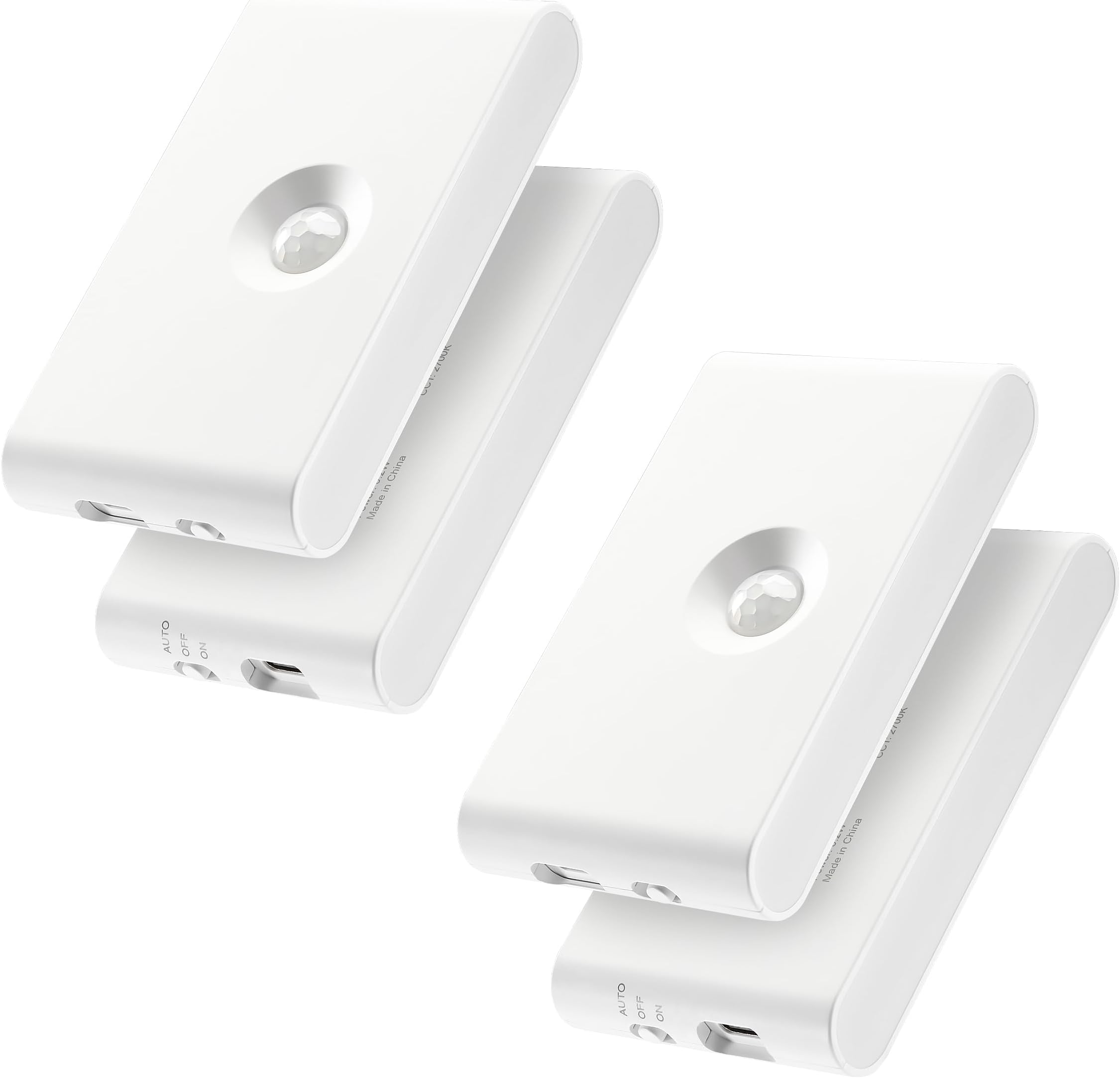 4 Pack Motion Sensor Night Light with Dusk to Dawn Sensor, Rechargeable Motion Sensor Light Indoor, Battery Operated Night Light for Hallway, Stairway, Bathroom, Bedroom, Kitchen