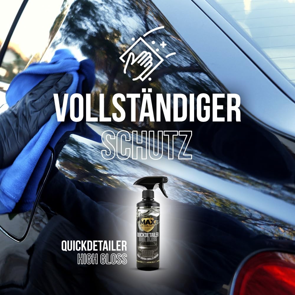 MAX DETAIL-LAB - Quickdetailer - Autopolitur Quick Detailer Autowachs Hoher Glanz, Sofortige Wirkung, Schnell Trocken, Carnaubawachs Auto Versiegelung Politur Set Detailing Kit Car Motorrad, 5L