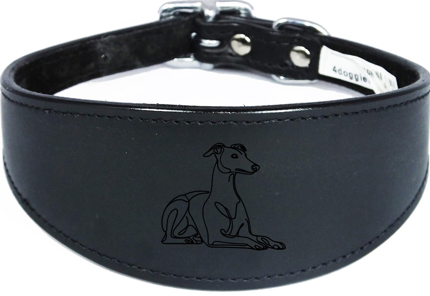 Sighthound Collar, Luxury Padded Leather, Handmade, for Greyhound and Whippet NL32