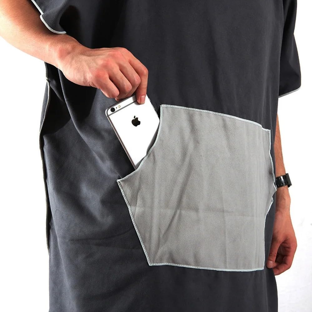 Accappatoio Poncho,Poncho Mare Poncho da Spiaggia con Cappuccio, Accappatoio da Bagno in Spugna ad Asciugatura Rapida for Piscina e Surf(Gray)