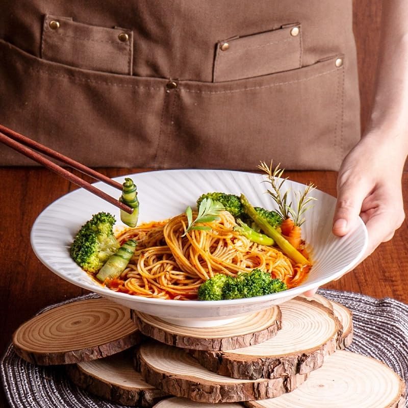 モダンな大型ディナープレート セラミックボウル 家庭用セラミックボウル 麺ボウル 和風深型ボウル 小型麺ボウル 積み重ね可能なディナ